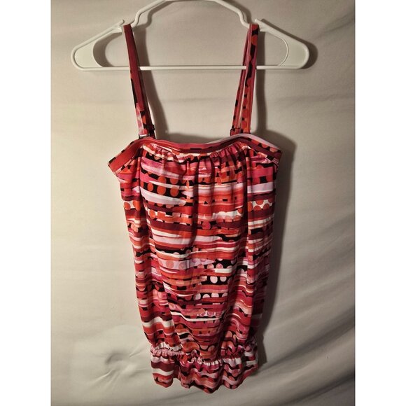 Silhouette Solution Womens Swimsuit Top Tankini Size 12 Large Built In Bra Pink - Picture 1 of 3
